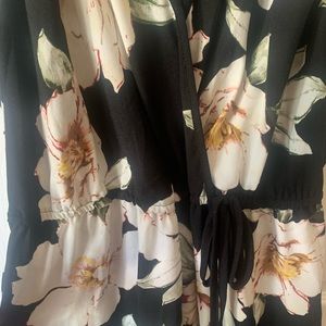 Black floral pant suit